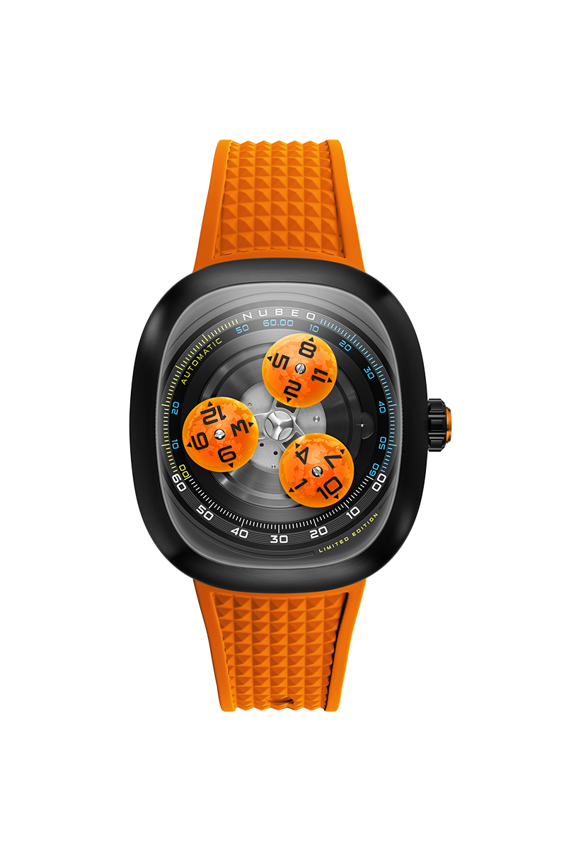 Nubeo Men's 46mm Tri-Star Orbit Automatic Limited Edition Oval Rubber Strap Watch