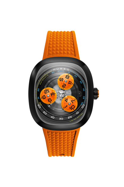 Nubeo Men's 46mm Tri-Star Orbit Automatic Limited Edition Oval Rubber Strap Watch