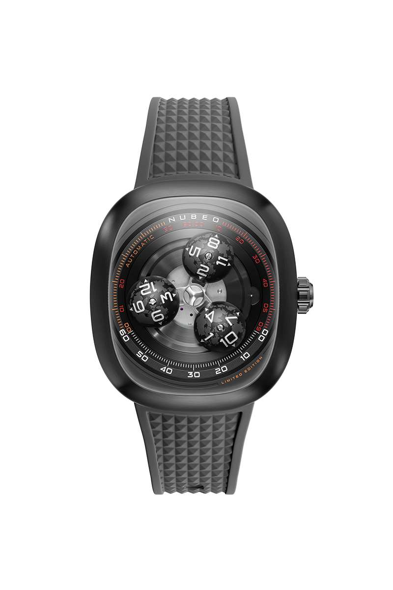Nubeo Men's 46mm Tri-Star Orbit Automatic Limited Edition Oval Rubber Strap Watch