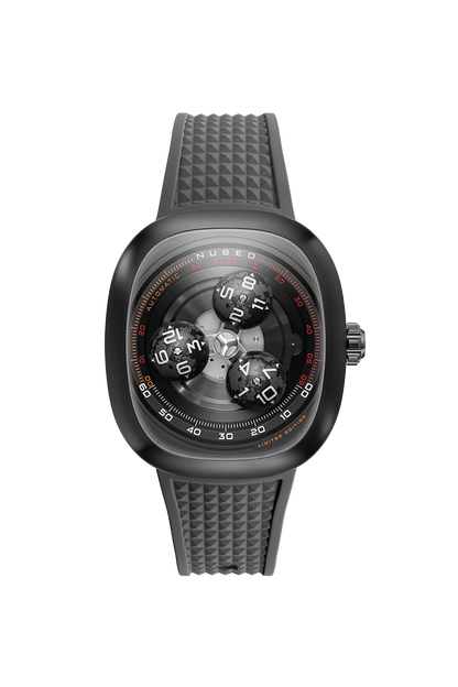 Nubeo Men's 46mm Tri-Star Orbit Automatic Limited Edition Oval Rubber Strap Watch