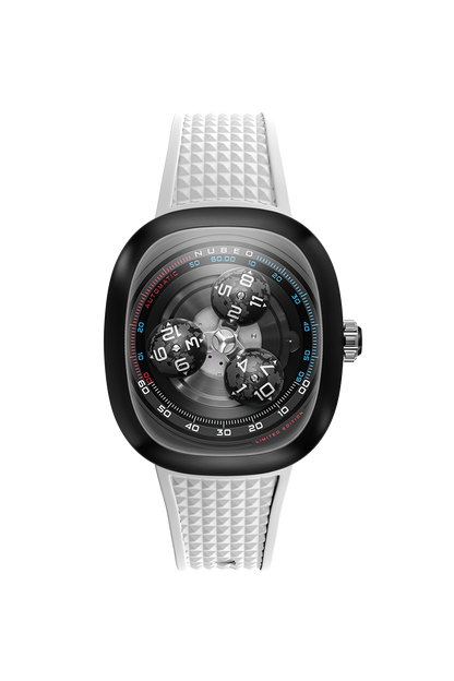 Nubeo Men's 46mm Tri-Star Orbit Automatic Limited Edition Oval Rubber Strap Watch