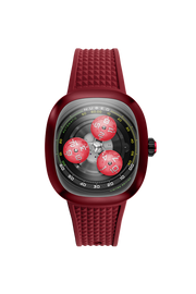 Nubeo Men's 46mm Tri-Star Orbit Automatic Lmt Ed Oval Monochromatic Rubber Strap Watch