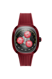 Nubeo Men's 46mm Tri-Star Orbit Automatic Lmt Ed Oval Monochromatic Rubber Strap Watch