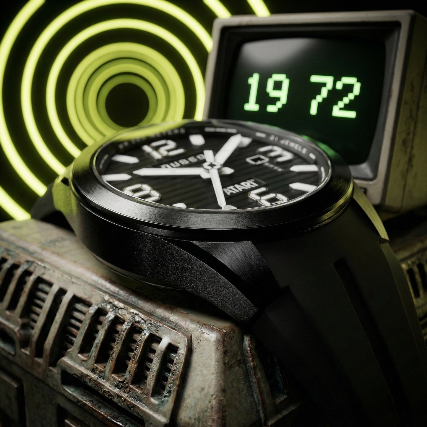 Nubeo Men's 48mm Torrent Automatic Atari Rainbow Limited Edition Rubber Strap Watch