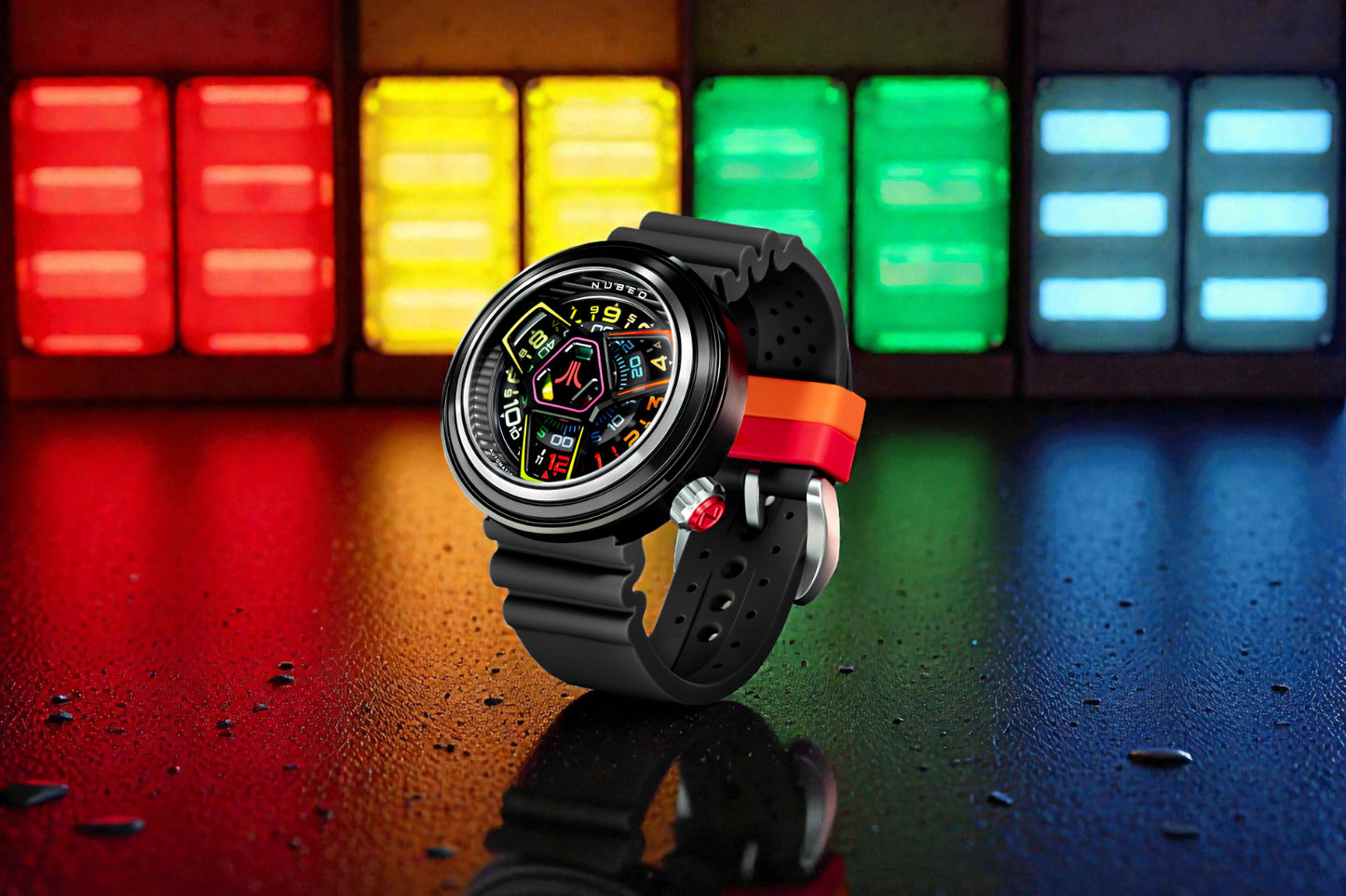 Nubeo Men's 48mm Ventana Atari Retro Gamer Automatic Rubber Strap Watch