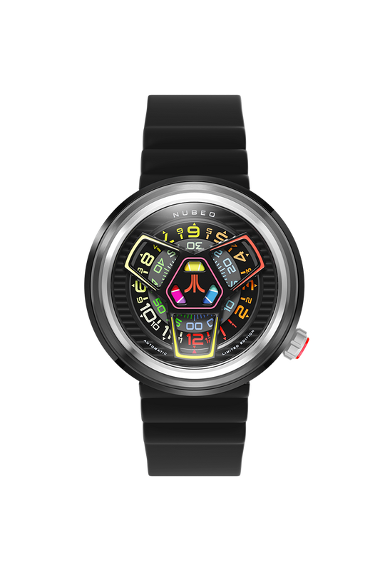 Nubeo Men's 48mm Ventana Atari Retro Gamer Automatic Rubber Strap Watch
