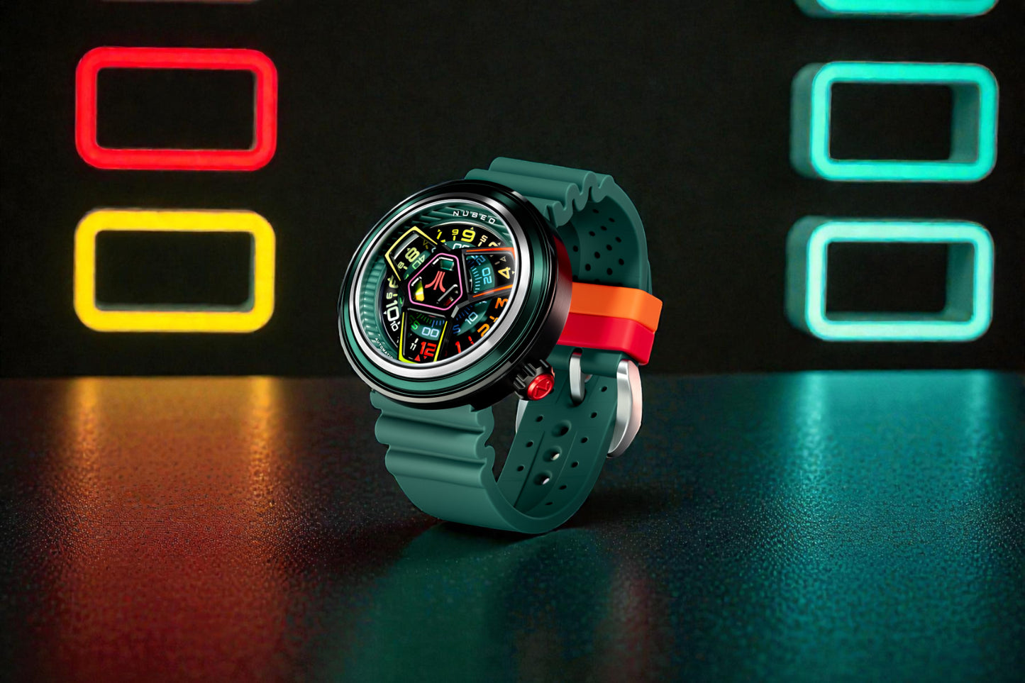 Nubeo Men's 48mm Ventana Atari Retro Gamer Automatic Rubber Strap Watch