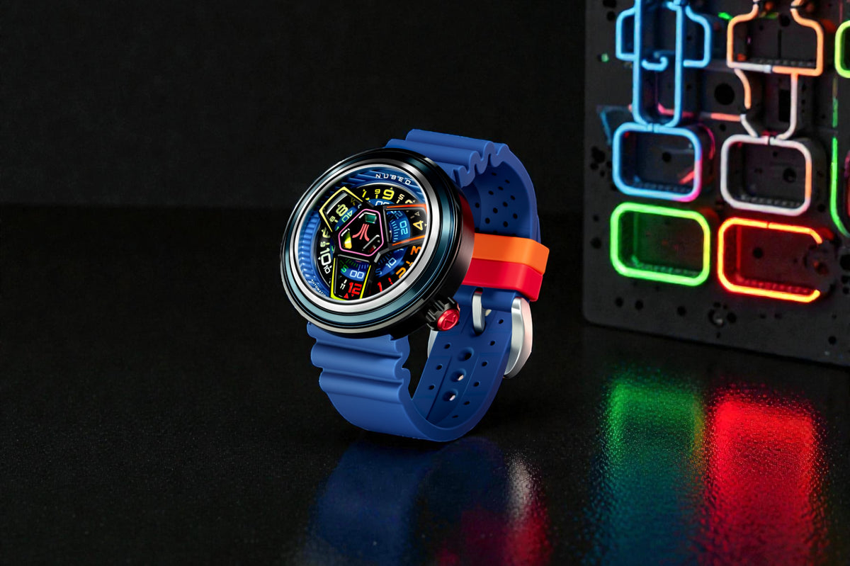 Nubeo Men's 48mm Ventana Atari Retro Gamer Automatic Rubber Strap Watch