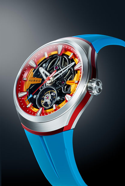 Nubeo Men's 48mm Ulysses Automatic Open Heart Silicone Strap Watch