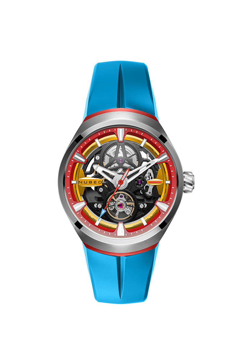 Nubeo Men's 48mm Ulysses Automatic Open Heart Silicone Strap Watch