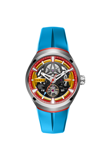 Nubeo Men's 48mm Ulysses Automatic Open Heart Silicone Strap Watch