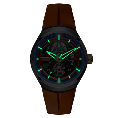 Nubeo Men's 48mm Ulysses Automatic Open Heart Silicone Strap Watch