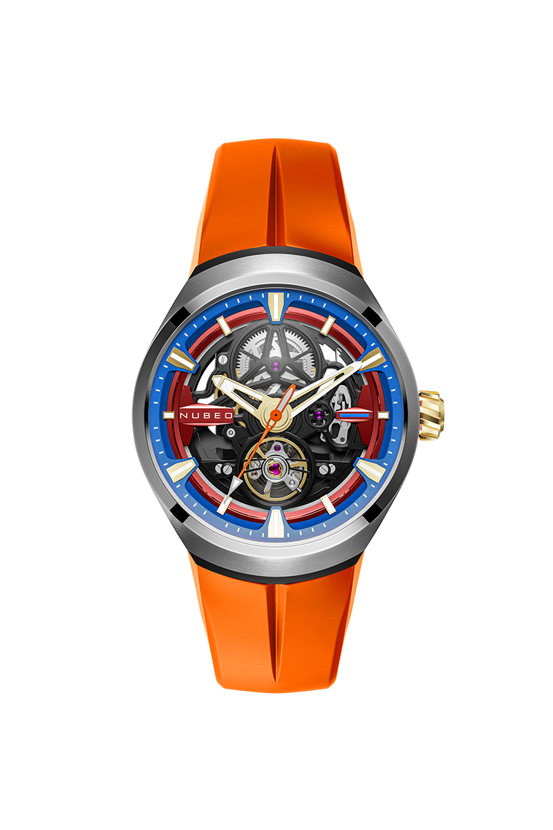 Nubeo Men's 48mm Ulysses Automatic Open Heart Silicone Strap Watch