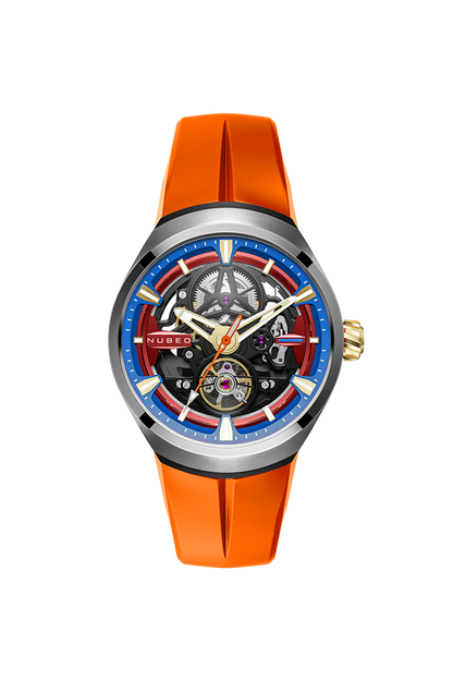 Nubeo Men's 48mm Ulysses Automatic Open Heart Silicone Strap Watch