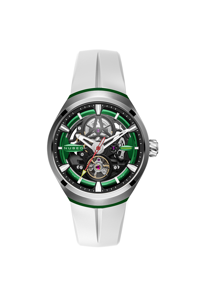 Nubeo Men's 48mm Ulysses Automatic Open Heart Silicone Strap Watch