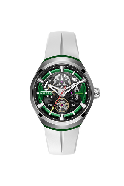 Nubeo Men's 48mm Ulysses Automatic Open Heart Silicone Strap Watch