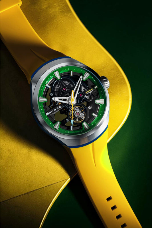 Nubeo Men's 48mm Ulysses Automatic Open Heart Silicone Strap Watch