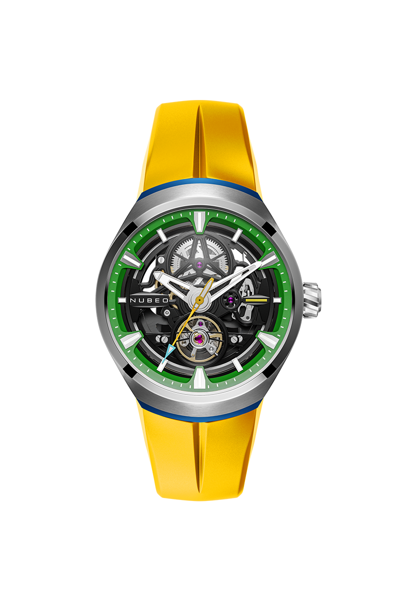 Nubeo Men's 48mm Ulysses Automatic Open Heart Silicone Strap Watch