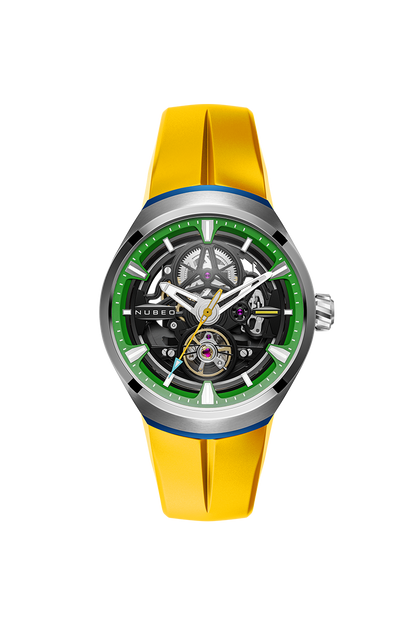 Nubeo Men's 48mm Ulysses Automatic Open Heart Silicone Strap Watch