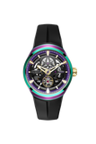 Nubeo Men's 48mm Ulysses Automatic Iridescent Open Heart Silicone Strap Watch