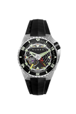 Nubeo Men's 44mm Megalodon Automatic Limited Edition Open Heart Rubber Strap Watch