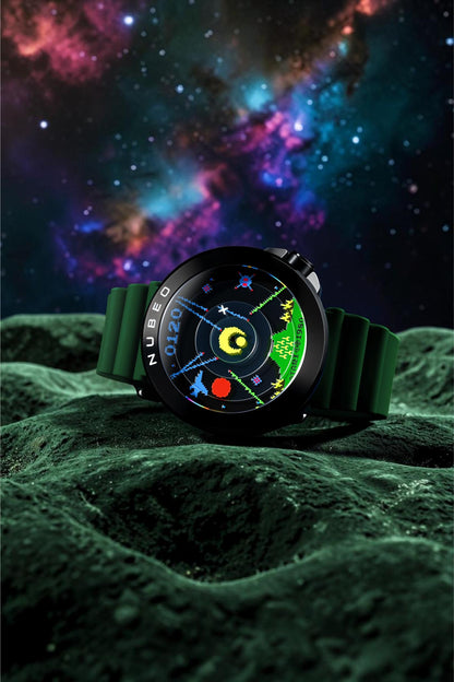 Nubeo Men's 50mm Ventana Automatic Atari Missile Command Silicone Strap Watch