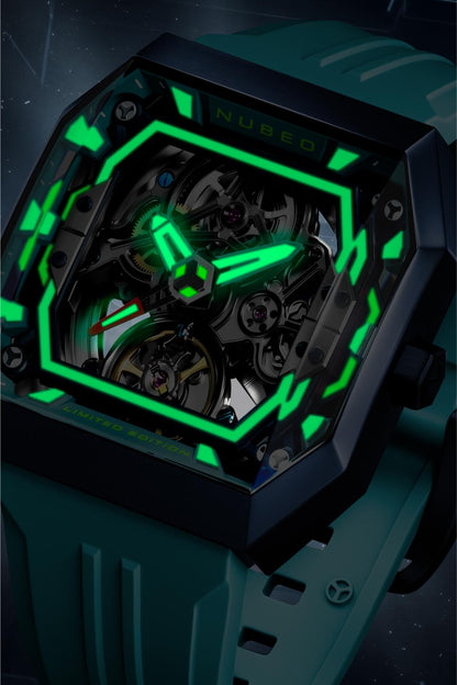 Nubeo Men's 42mm Console Automatic IBEX Limited Edition Rubber Strap Watch