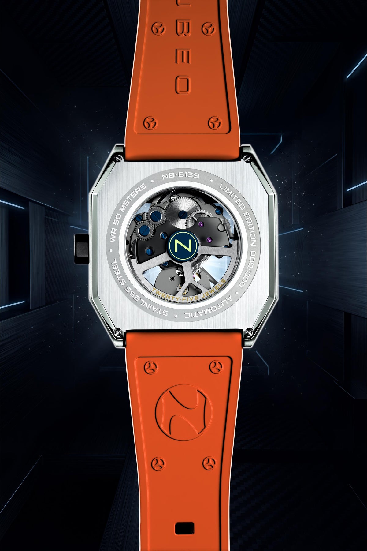 Nubeo Men's 42mm Console Automatic IBEX Limited Edition Rubber Strap Watch