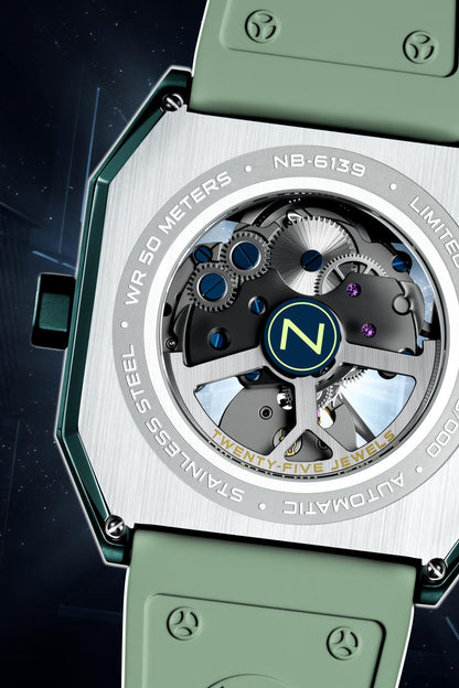 Nubeo Men's 42mm Console Automatic IBEX Limited Edition Rubber Strap Watch
