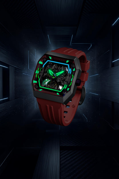 Nubeo Men's 42mm Console Automatic IBEX Limited Edition Rubber Strap Watch