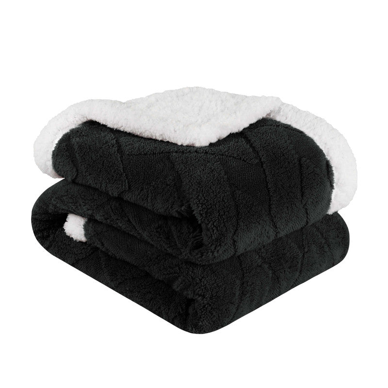 Superior Nuuk Jacquard Lattice Fleece Sherpa Reversible Blanket