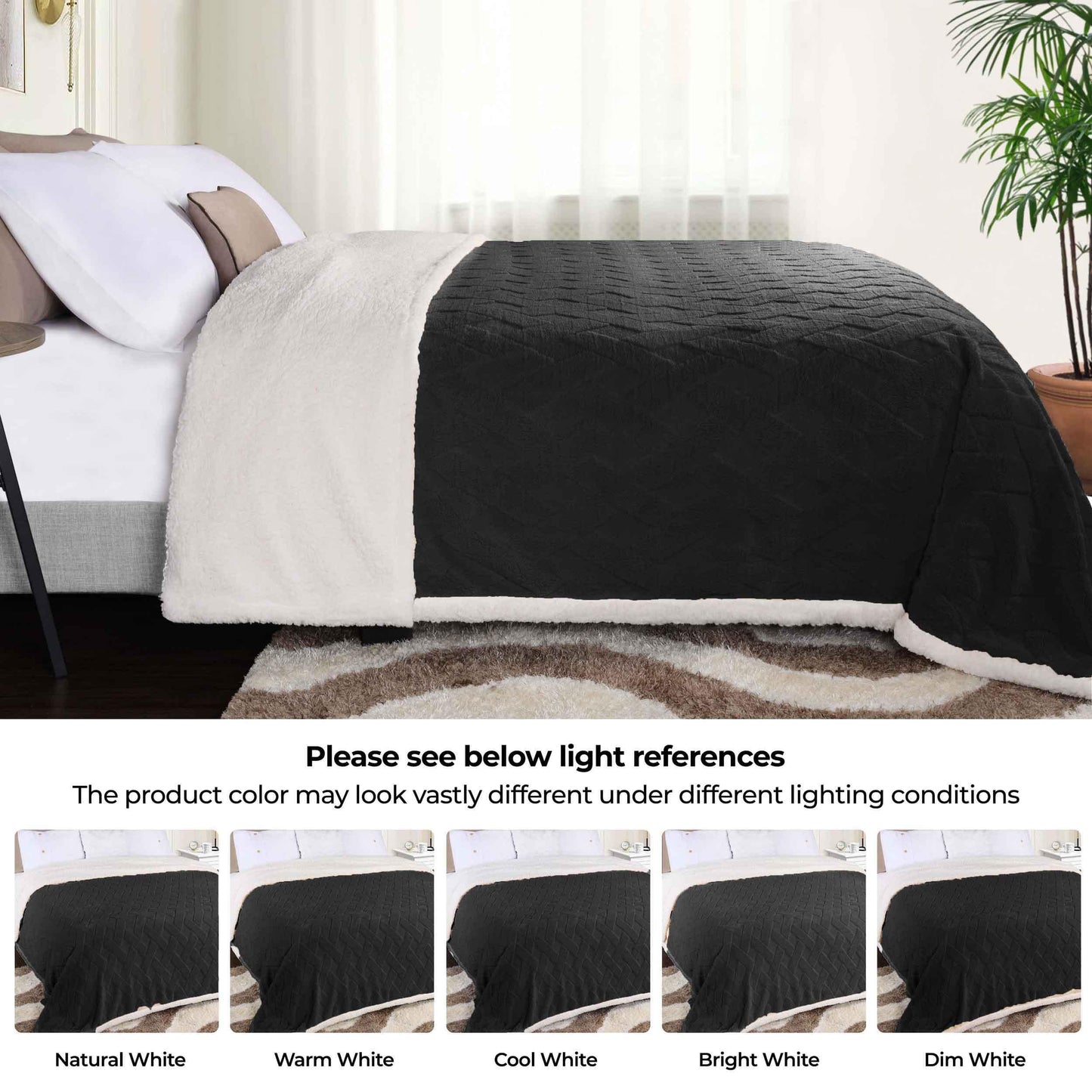 Superior Nuuk Jacquard Lattice Fleece Sherpa Reversible Blanket