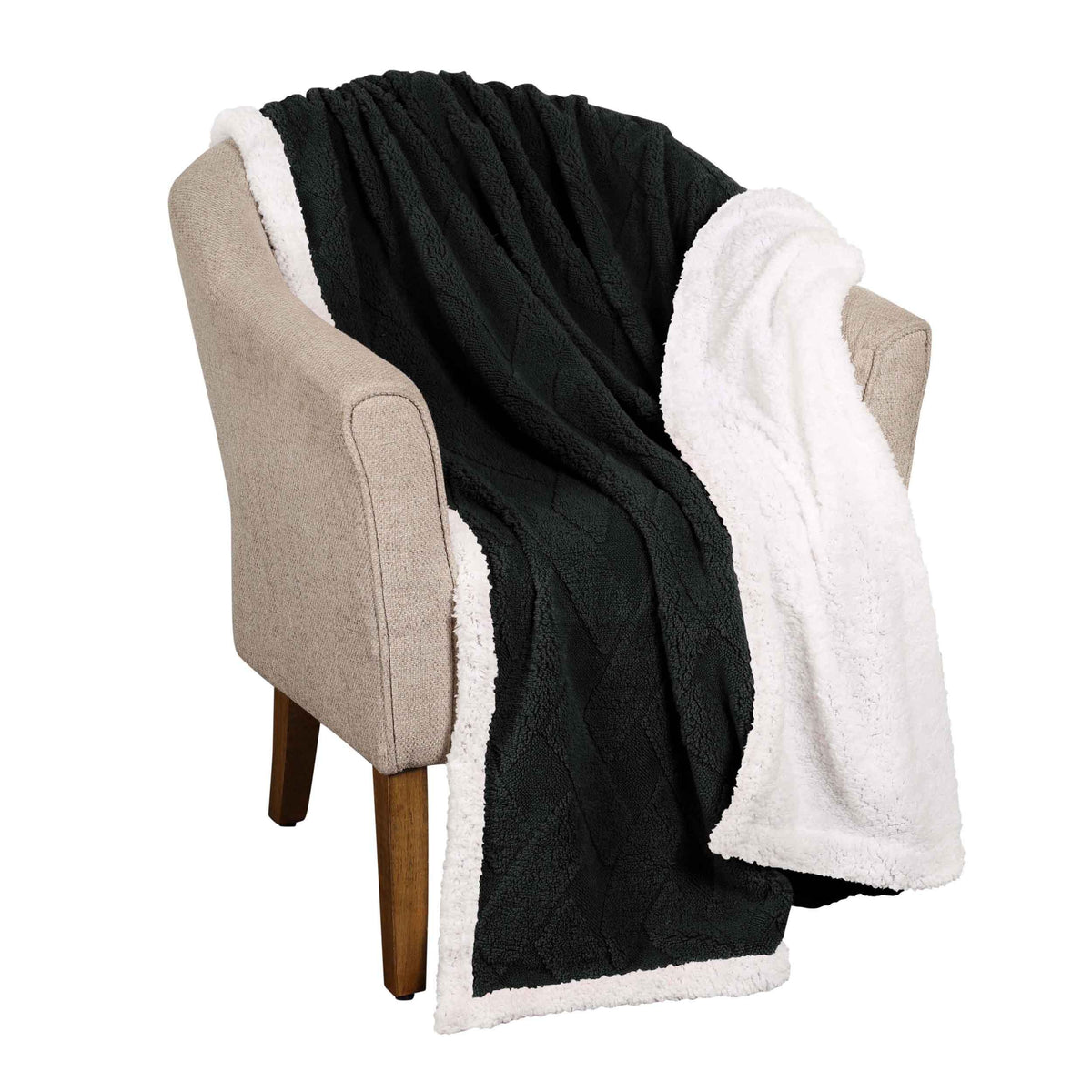 Superior Nuuk Jacquard Lattice Fleece Sherpa Reversible Blanket