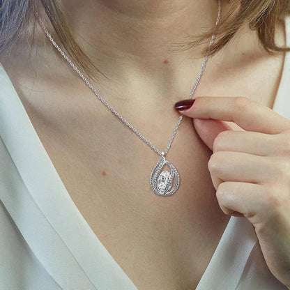 TRYNDI Rhodium Plated "To My Future Wife" Swarovski Crystal Orbital Birdcage Necklace