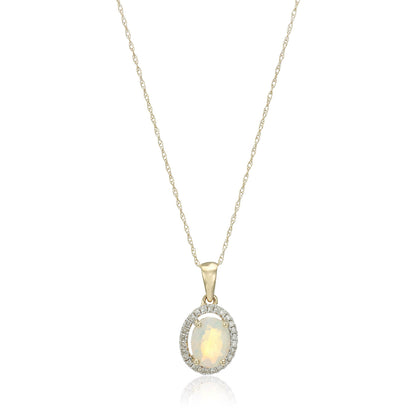 Gilded Lane 10K Gold Choice of Shape Gem & Diamond Pendant with Chain