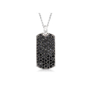 Gem Treasures Sterling Silver Black Spinel Dog Tag Pendant with Chain