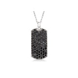 Gem Treasures Sterling Silver Black Spinel Dog Tag Pendant with Chain