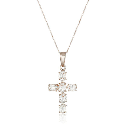 Gilded Lane 10K Gold Morganite Cross Pendant with Chain