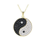 Gem Treasures 18K Gold Plated Black Spinel & White Zircon Yin-Yang Pendant with Chain