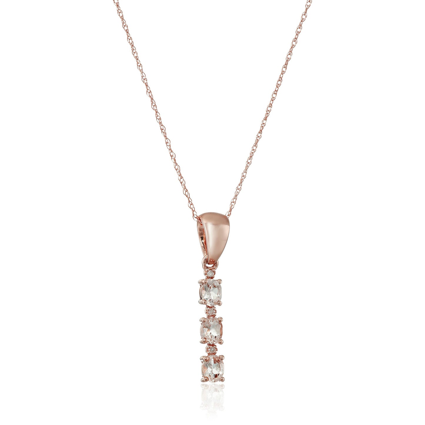 Gilded Lane 10K Gold 3-Stone Gem & Diamond Drop Pendant with Chain