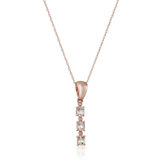 Gilded Lane 10K Gold 3-Stone Gem & Diamond Drop Pendant with Chain