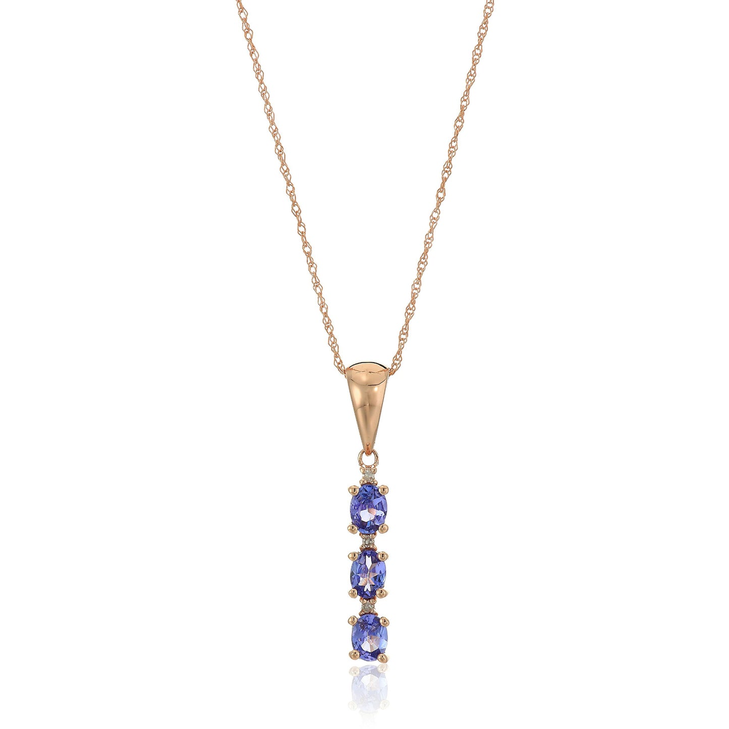 Gilded Lane 10K Gold 3-Stone Gem & Diamond Drop Pendant with Chain