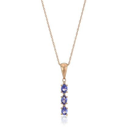 Gilded Lane 10K Gold 3-Stone Gem & Diamond Drop Pendant with Chain