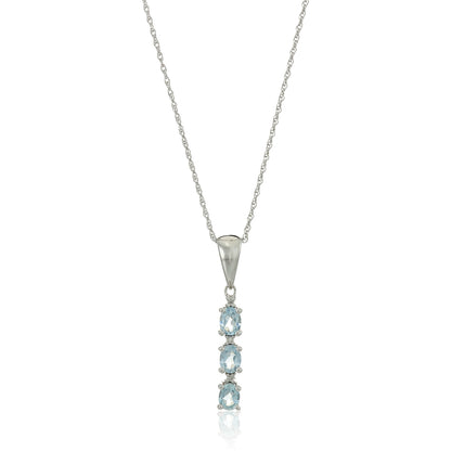 Gilded Lane 10K Gold 3-Stone Gem & Diamond Drop Pendant with Chain