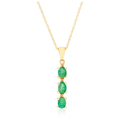 Gilded Lane 10K Gold 3-Stone Gem & Diamond Drop Pendant with Chain