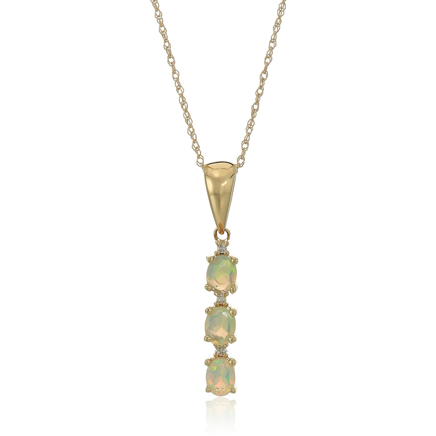 Gilded Lane 10K Gold 3-Stone Gem & Diamond Drop Pendant with Chain