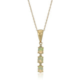 Gilded Lane 10K Gold 3-Stone Gem & Diamond Drop Pendant with Chain