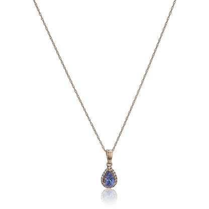 Gilded Lane 10K Gold Gem & Created White Sapphire Halo Pendant