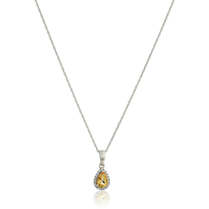 Gilded Lane 10K Gold Gem & Created White Sapphire Halo Pendant
