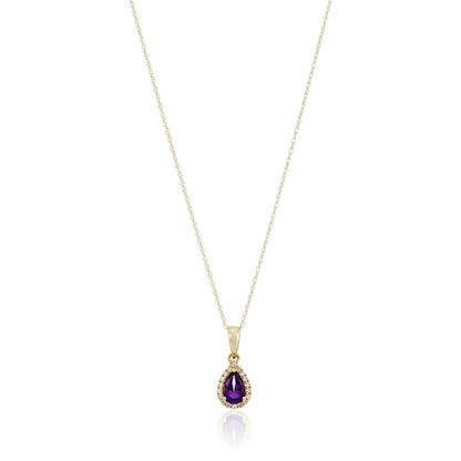 Gilded Lane 10K Gold Gem & Created White Sapphire Halo Pendant